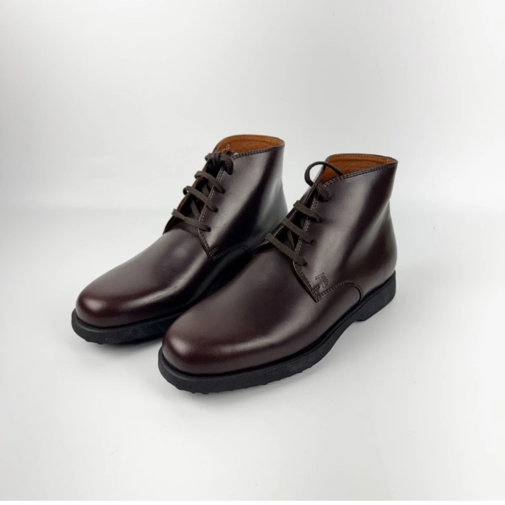 TODS Brown Leather Lace Up Boots 38